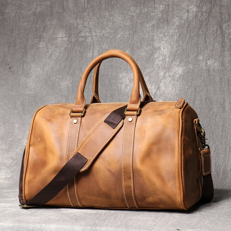 Leather Travel Duffel Bag - Large Capacity Carry-On Weekender