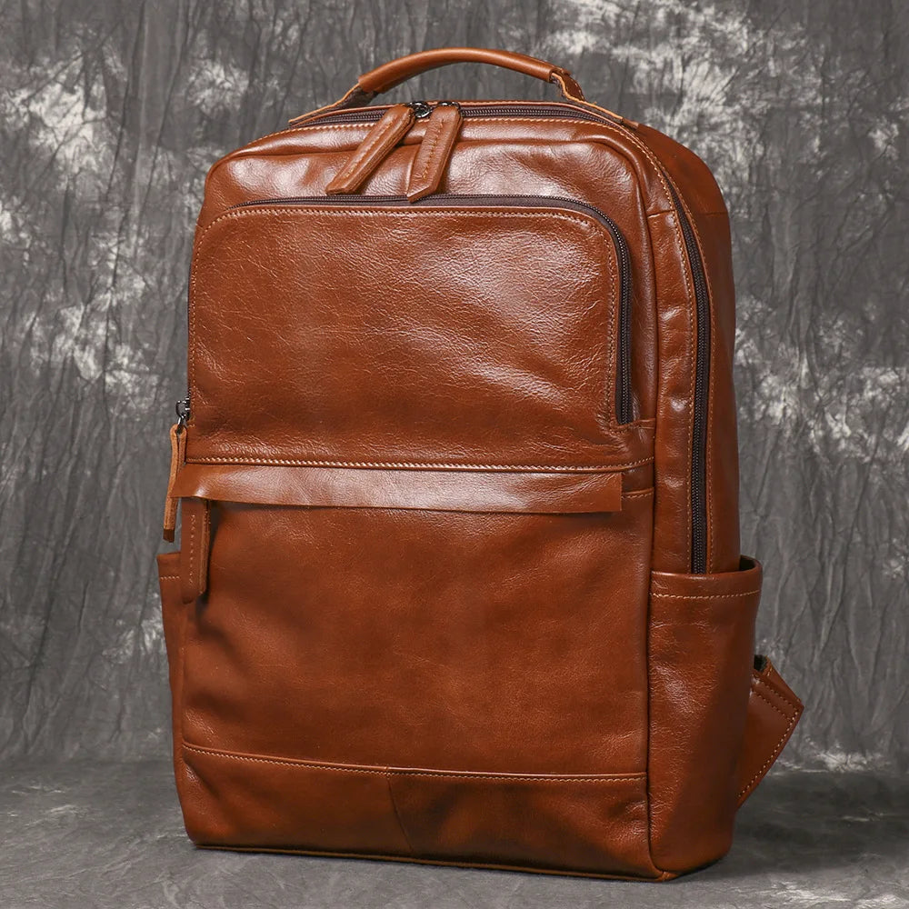 Leather Backpack 15 Inch Laptop - Full Grain Cowhide Travel Bag
