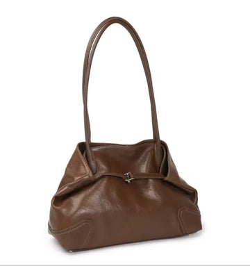 Beige Coffee Leather Tote Bag