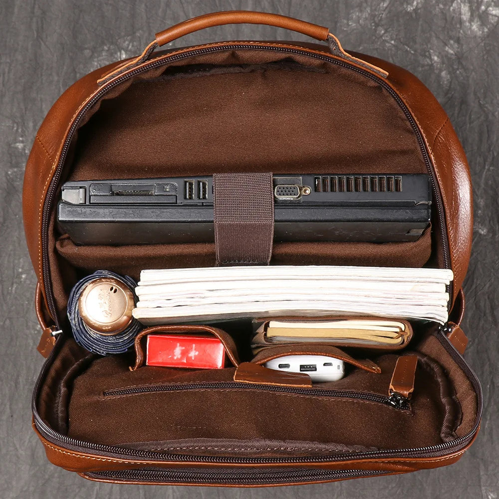 Leather Backpack 15 Inch Laptop - Full Grain Cowhide Travel Bag