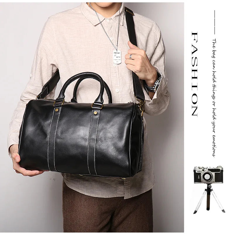 Leather Travel Duffel Bag - Large Capacity Carry-On Weekender
