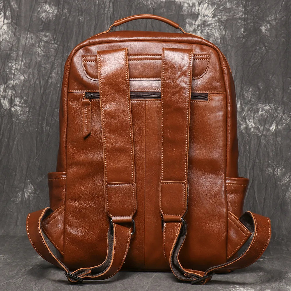 Leather Backpack 15 Inch Laptop - Full Grain Cowhide Travel Bag