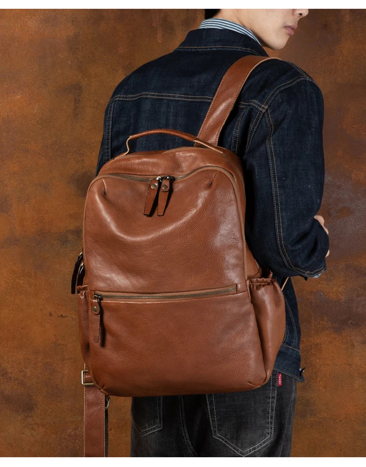 Leather Backpack – Large Capacity Travel & Laptop Bag 15.6 Inch