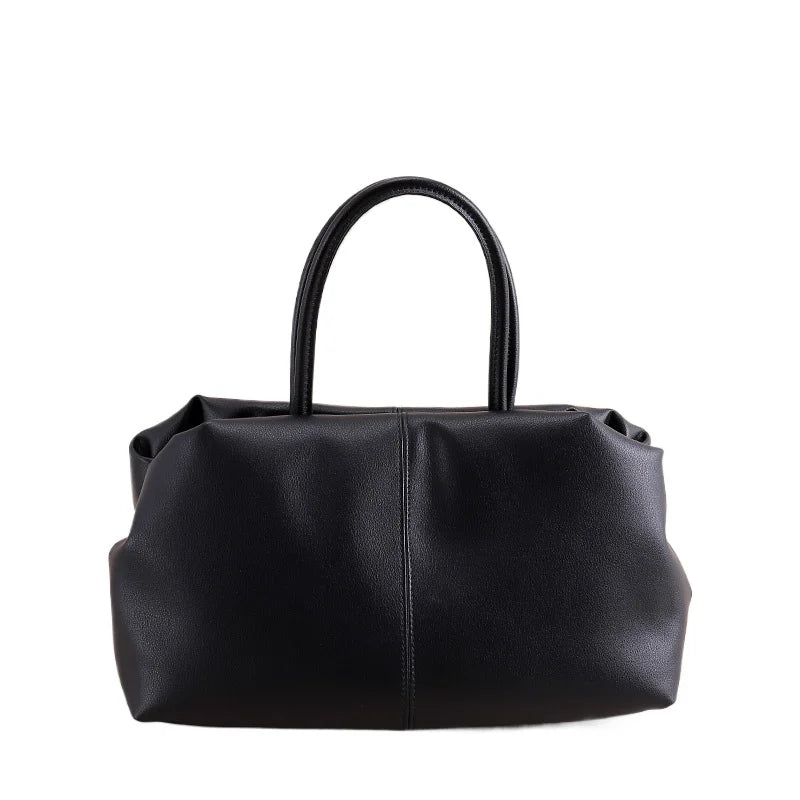 Black Coffee Cloud Tote - Cowhide Travel Handbag