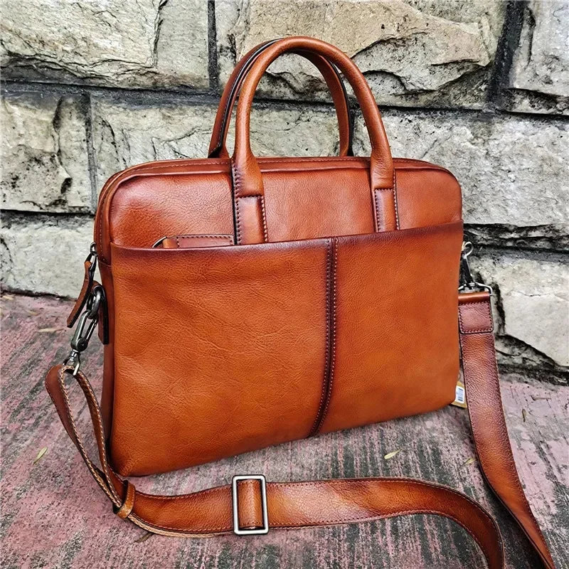 Leather Briefcase - Vegetable Tanned Messenger Bag