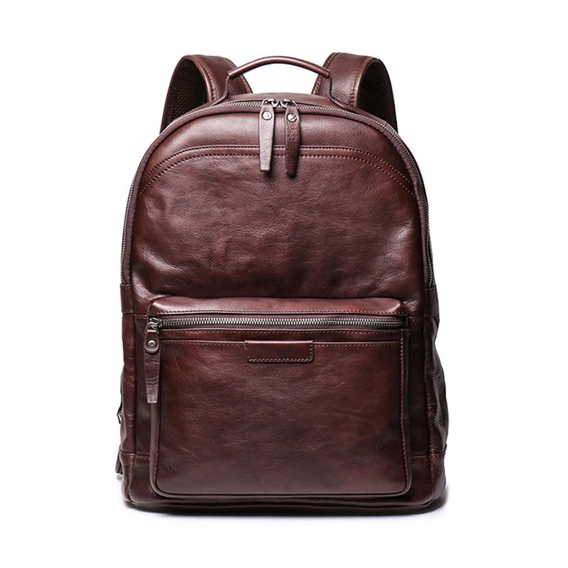 Leather Backpack with Laptop Compartment - Travel & Work