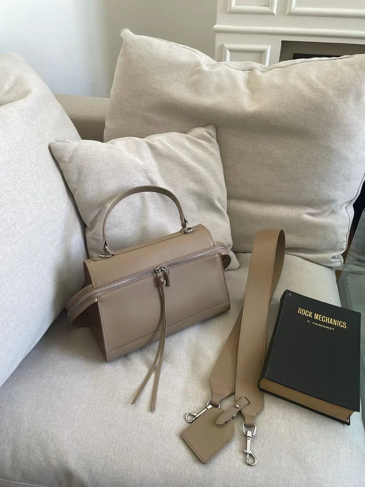 Beige Calfskin Tote Bag for Women