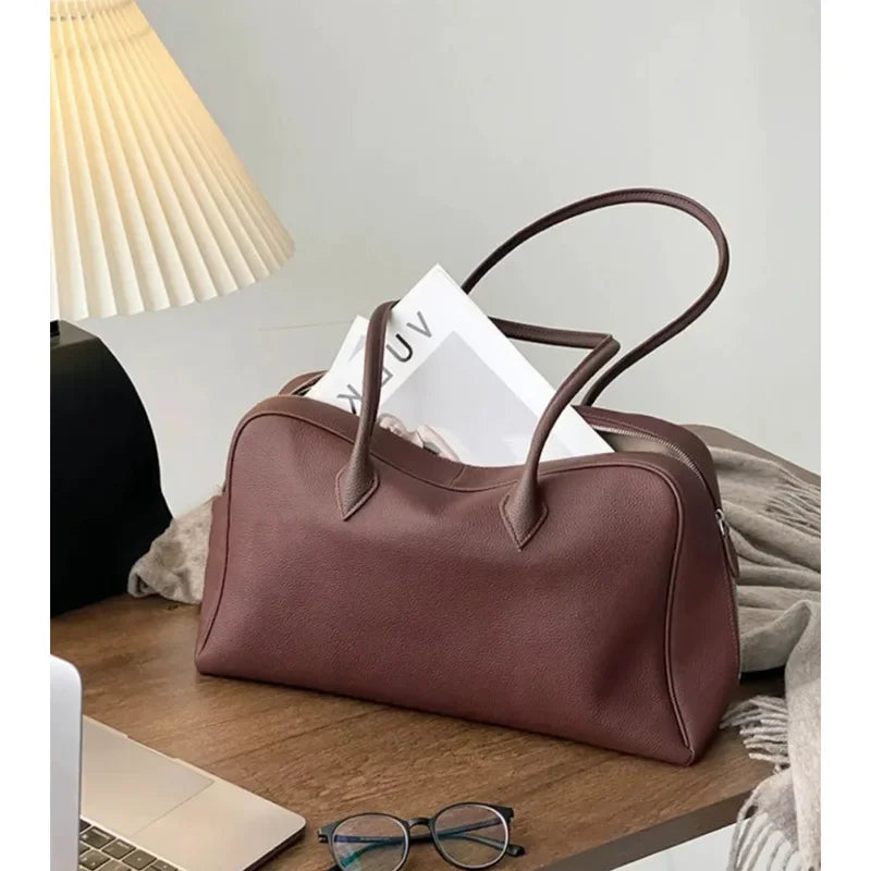 Leather Tote Bag with Shoulder Strap