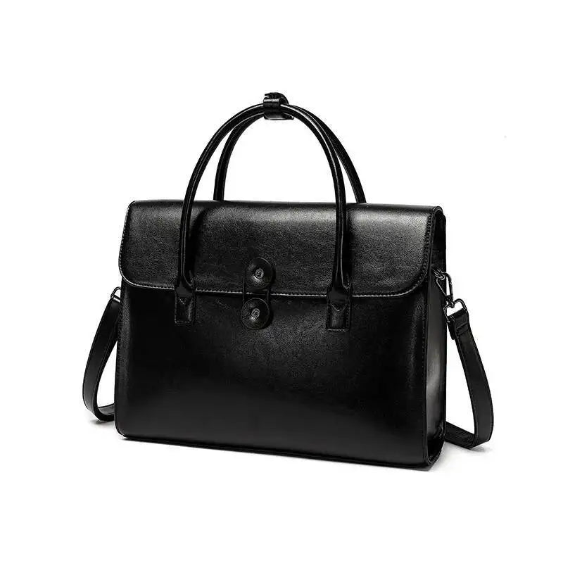 Leather Tote Bag – 14" Laptop Bag with Secure Lock Closure