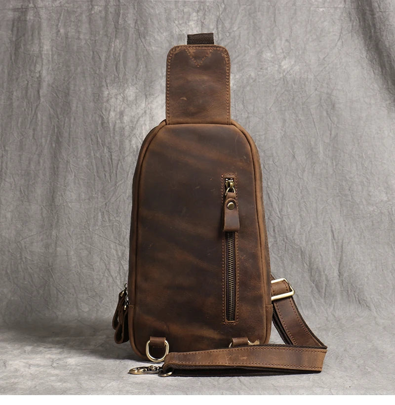 Leather Crossbody Bag – Vintage Sling Bag for iPad & Essentials