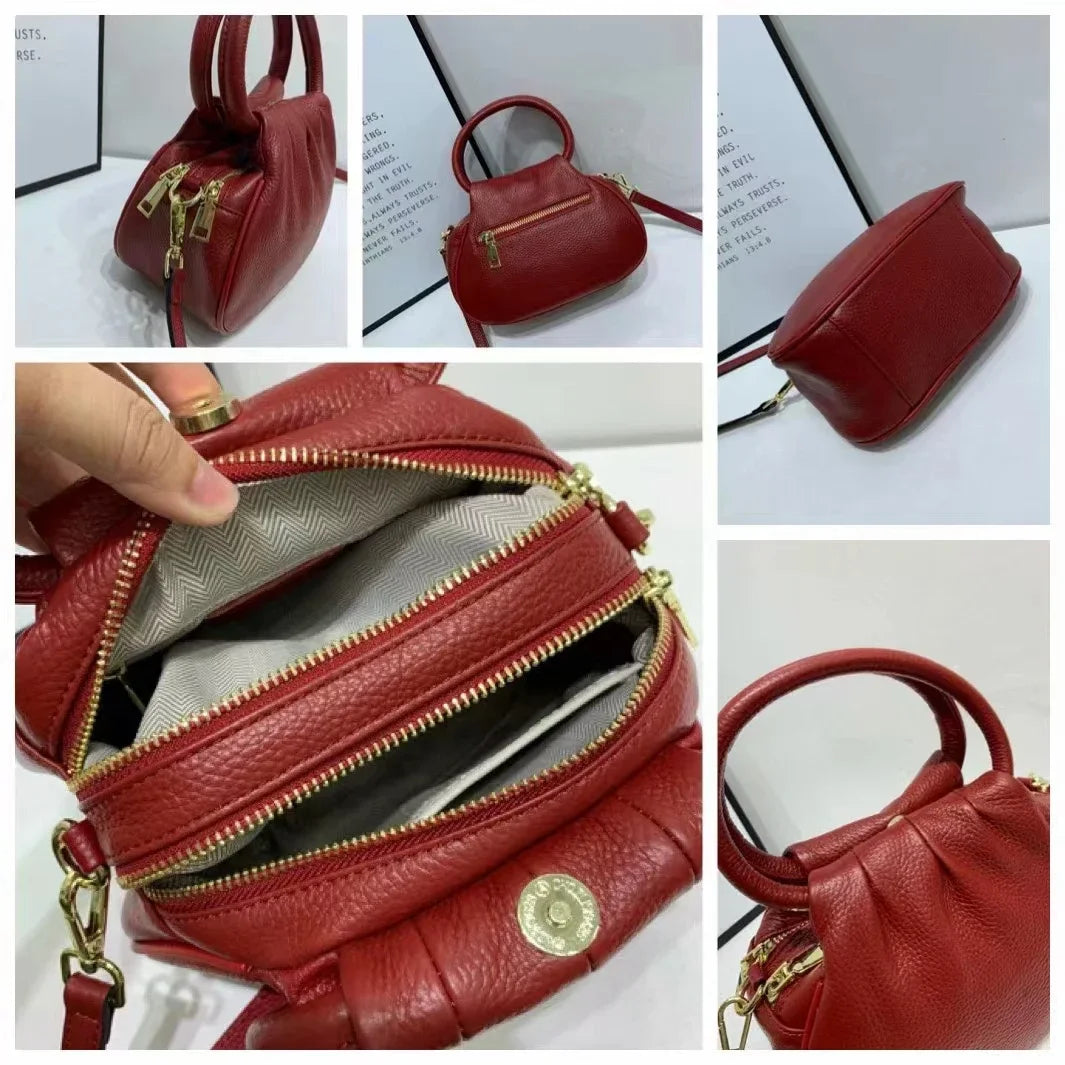 Beige Ruched Dumpling Crossbody Bag