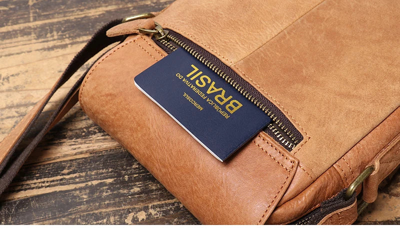 Leather Shoulder Bag with Flap - Vintage Crossbody for iPad