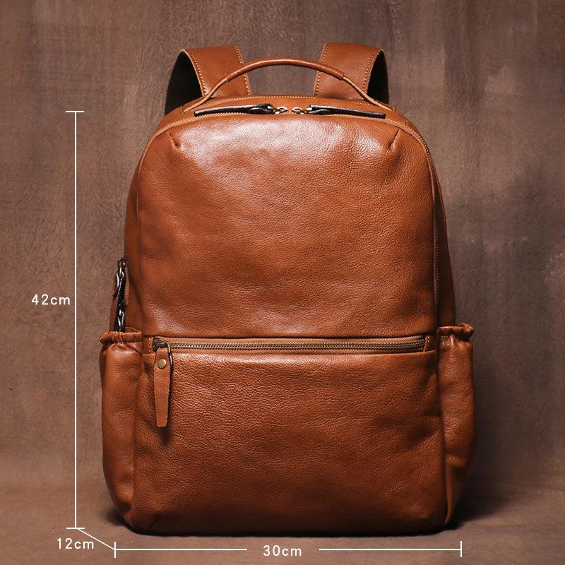 Leather Backpack Men's Business Travel Laptop Bag