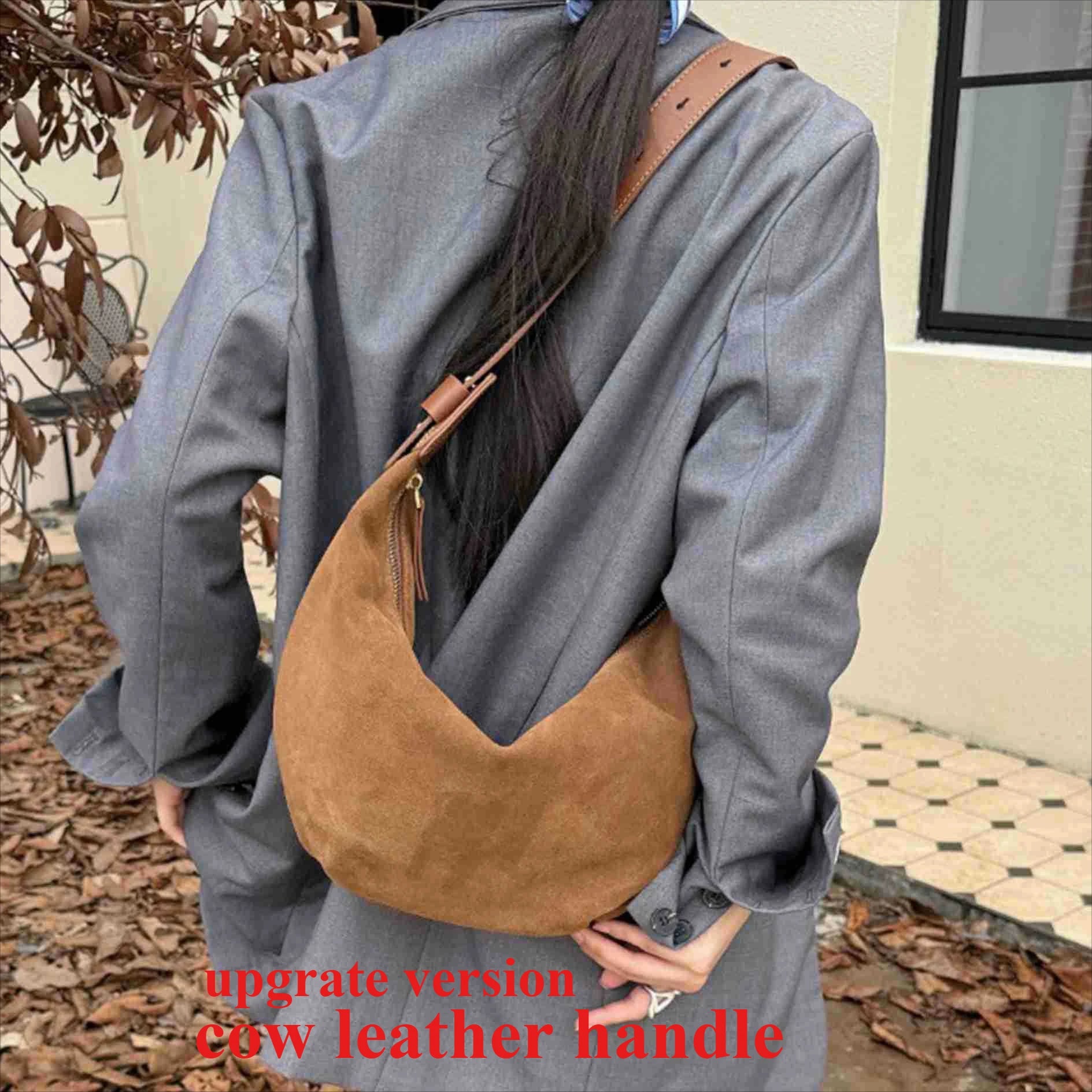 Adjustable Strap Hobo - Camel Coffee Suede