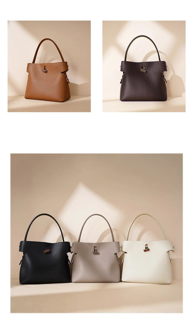 Beige Epsom Leather Bucket Tote 2026