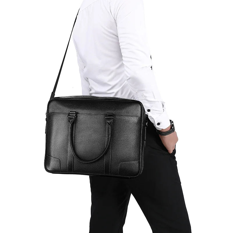 Leather Briefcase 15 Inch Laptop Bag for Work and Travel