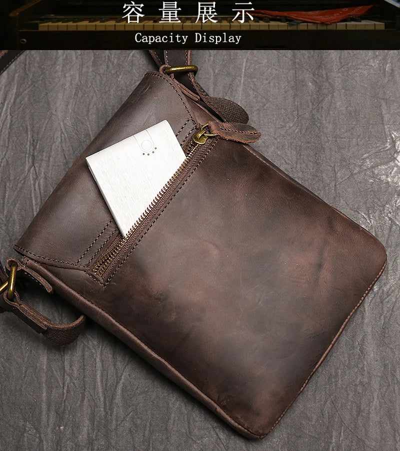 Leather Crossbody Bag – Compact Messenger with Adjustable Strap