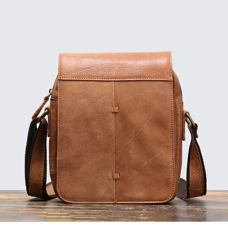 Leather Shoulder Bag with Flap - Vintage Crossbody for iPad