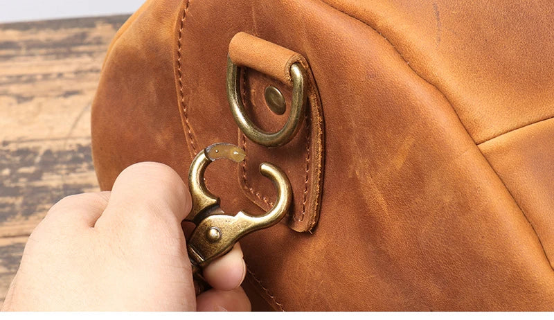 Leather Duffel Bag – Vintage Weekender Travel & Gym Tote