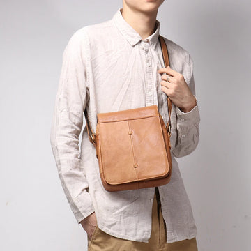 Leather Shoulder Bag with Flap - Vintage Crossbody for iPad