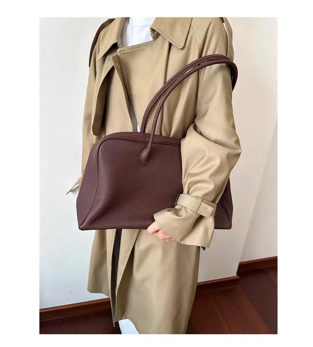 Leather Tote Bag with Shoulder Strap