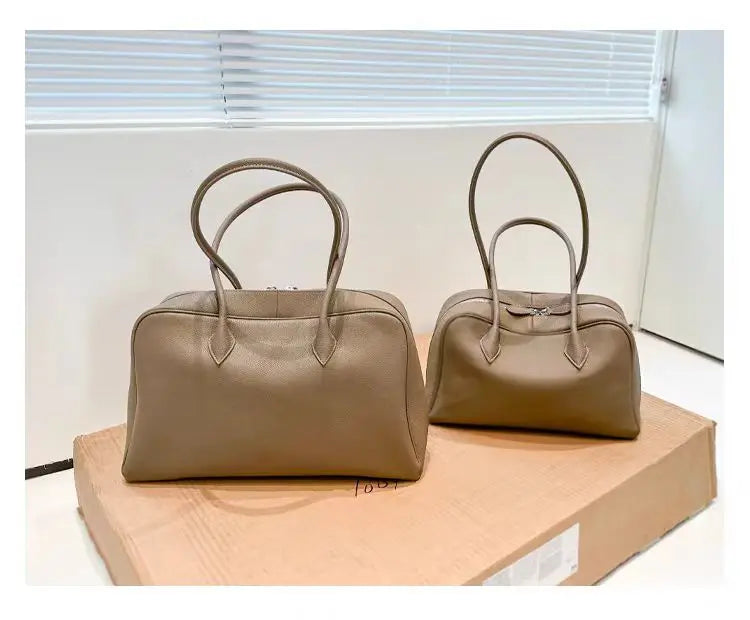 Leather Tote Bag with Shoulder Strap