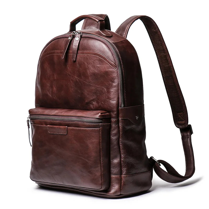 Leather Backpack with Laptop Compartment - Travel & Work