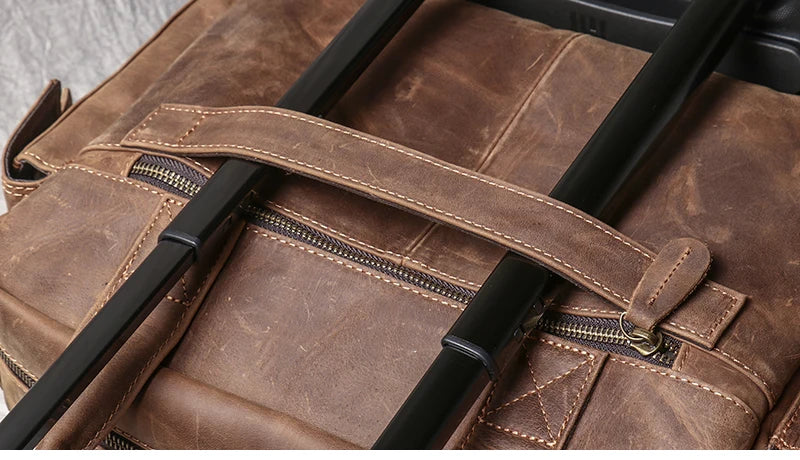 Crazy Horse Leather Briefcase with Laptop Compartment