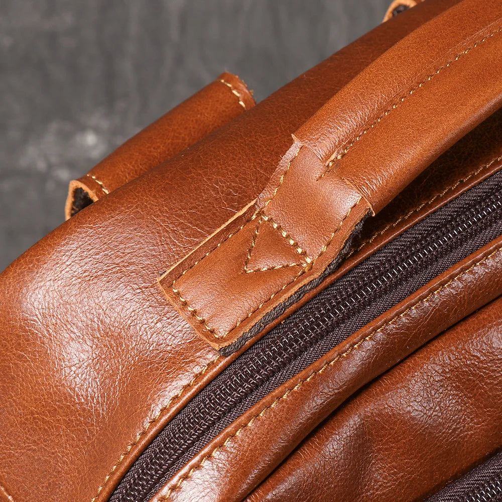 Leather Backpack 15 Inch Laptop - Full Grain Cowhide Travel Bag