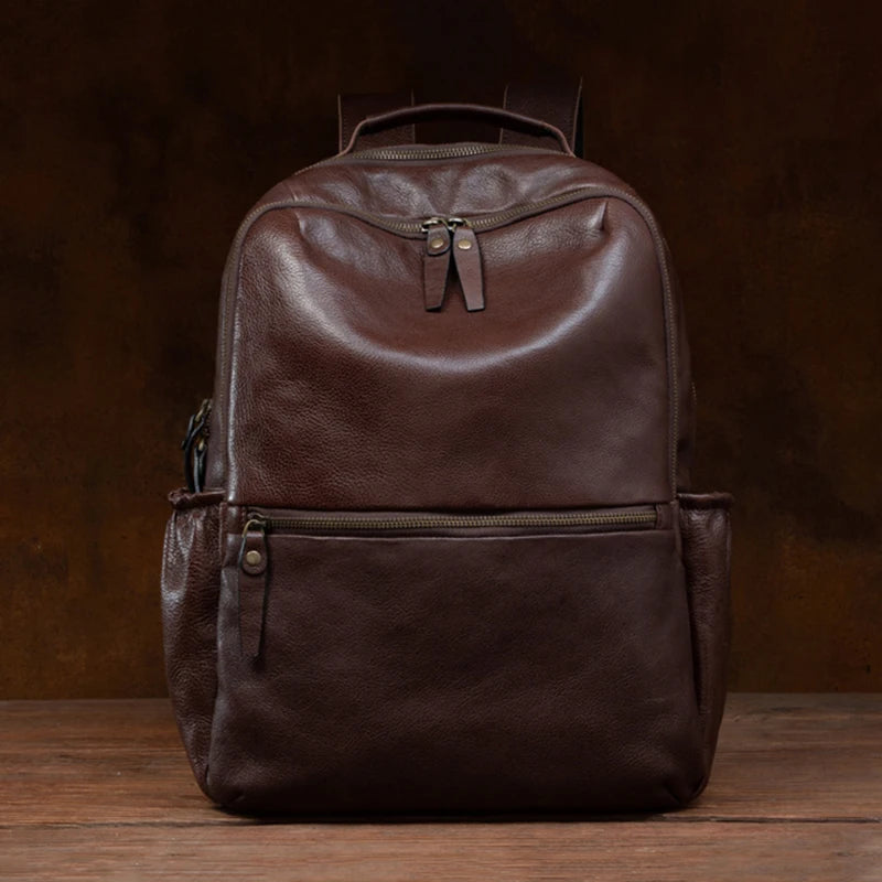Leather Backpack – Large Capacity Travel & Laptop Bag 15.6 Inch