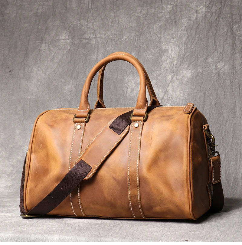 Leather Travel Duffel Bag - Large Capacity Carry-On Weekender