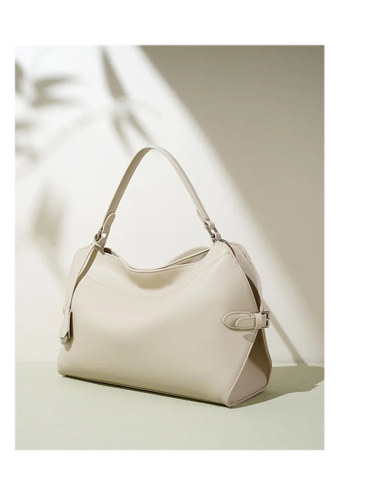 Beige Split Leather Business Tote | KQ Premium