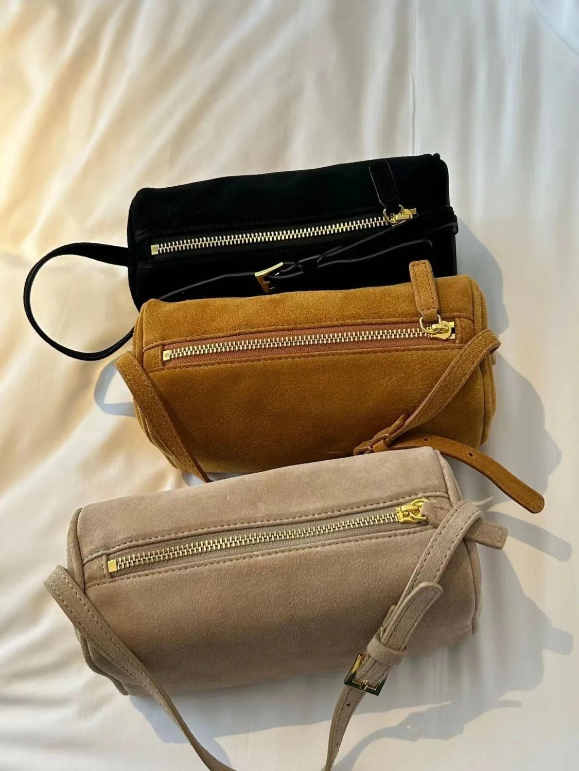 90s Suede Leather Pen Bag - Mini Crossbody