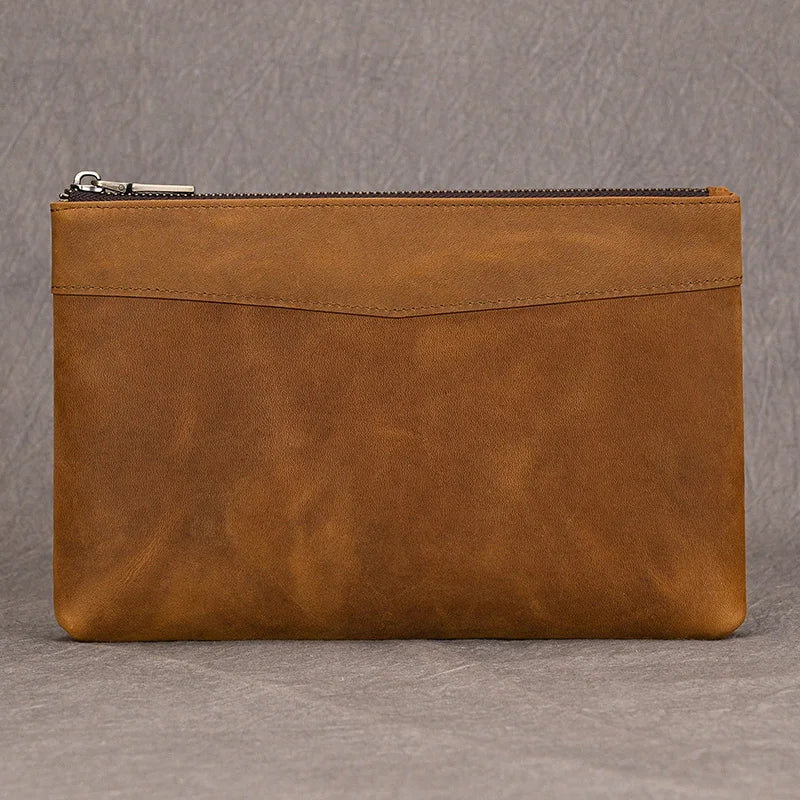 Men's Genuine Leather Clutch Wallet with Zipper