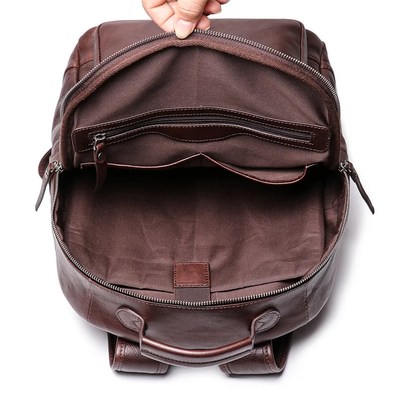 Leather Backpack with Laptop Compartment - Travel & Work