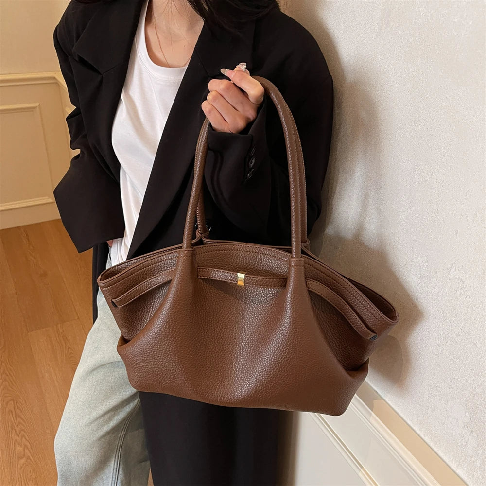 Women's Textured Leather Shoulder Tote