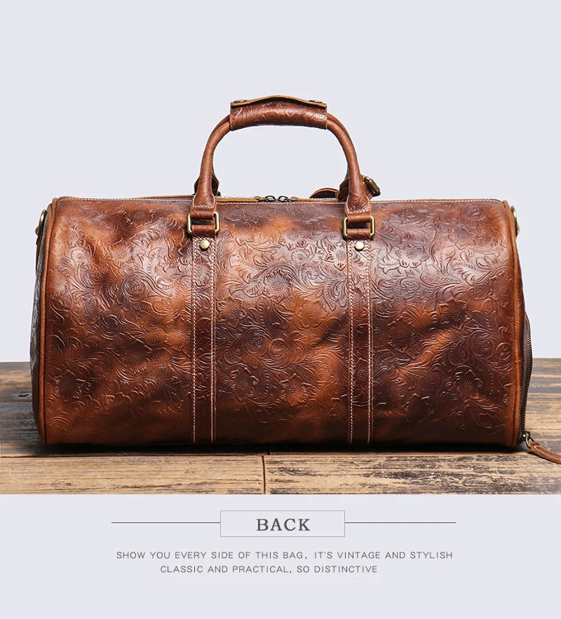 Leather Travel Duffel Bag – Large Capacity Weekend Gym Bag