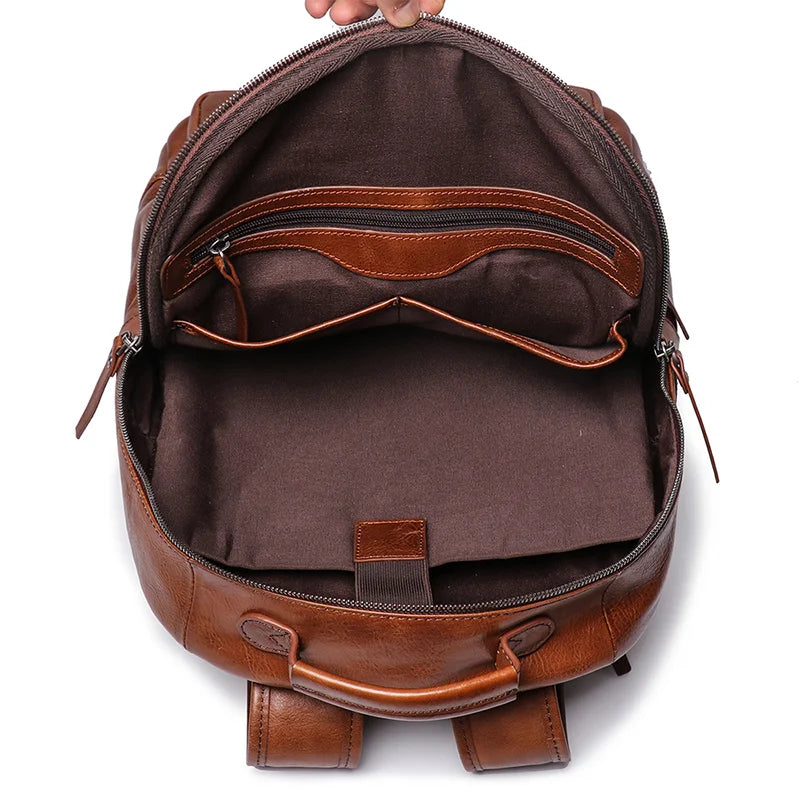 Leather Backpack with Laptop Compartment - Travel & Work